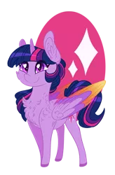 Size: 981x1500 | Tagged: safe, artist:australian-senior, derpibooru import, twilight sparkle, twilight sparkle (alicorn), alicorn, pony, alternate hairstyle, chest fluff, colored wings, colored wingtips, cute, ear fluff, heart eyes, simple background, solo, transparent background, wingding eyes