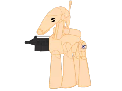 Size: 2048x1536 | Tagged: safe, artist:b1battledroid, derpibooru import, ponified, pony, battle droid, battle droids, blaster, droid, simple background, solo, star wars, transparent background