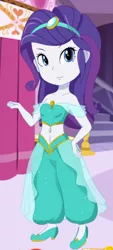 Size: 752x1657 | Tagged: safe, artist:unicornsmile, derpibooru import, rarity, equestria girls, aladdin, alternate hairstyle, belly button, belly dancer, clothes, cosplay, costume, crossover, disney, dress, jasmine, midriff, solo, starsue