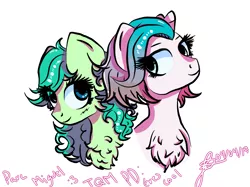 Size: 1599x1198 | Tagged: safe, artist:cysd16, derpibooru import, oc, unofficial characters only, earth pony, pony, blue eyes, blushing, chest fluff, curly hair, curly mane, friendship, gift art, green coat, looking down, message, multicolored hair, pink coat, shy, smiling
