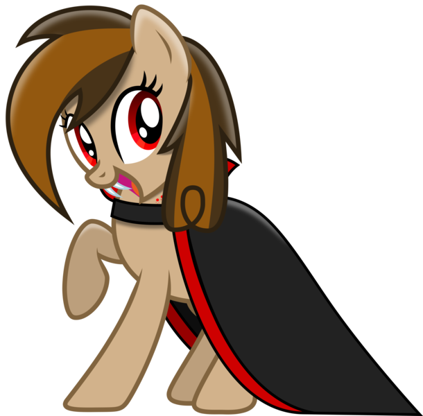 Size: 3051x3000 | Tagged: safe, artist:beanbases, artist:uponia, derpibooru import, oc, oc:cupcake slash, unofficial characters only, pony, vampire, clothes, costume, fangs, female, nightmare night costume, open mouth, red eyes, simple background, solo, transparent background