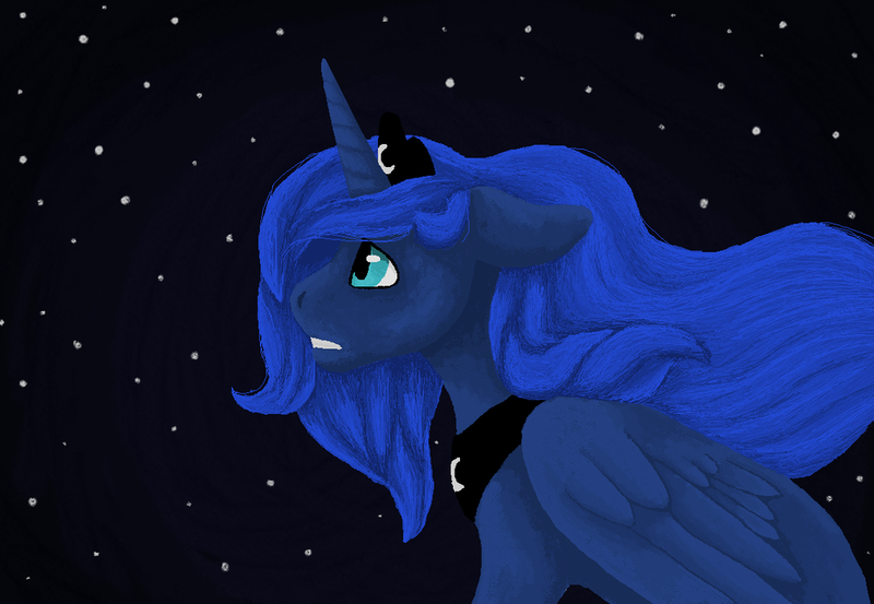 Size: 1024x708 | Tagged: safe, artist:believeinshadows, derpibooru import, princess luna, alicorn, pony, female, mare, night, night sky, solo