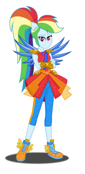 Size: 2320x4747 | Tagged: safe, artist:deannaphantom13, derpibooru import, rainbow dash, equestria girls, legend of everfree, absurd resolution, clothes, crossed arms, crystal guardian, crystal wings, dress, hasbro, hasbro studios, looking at you, ponied up, ponytail, shoes, simple background, smiling, sneakers, solo, standing, super ponied up, transparent background, wings