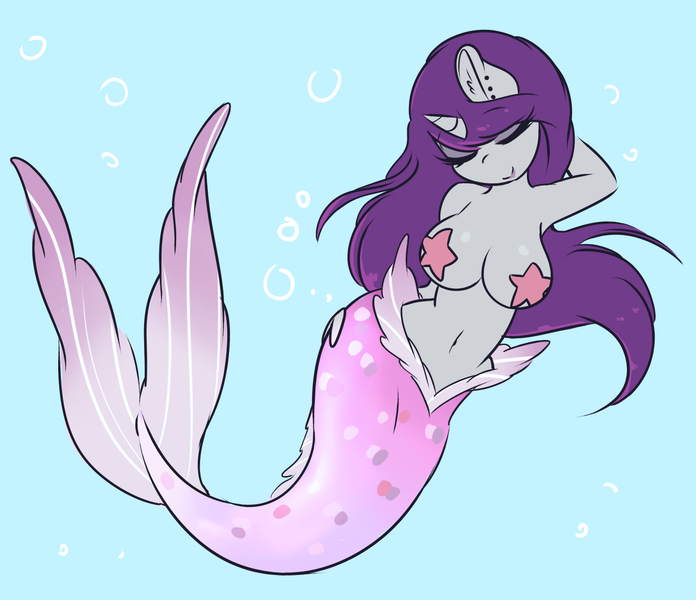 Size: 1280x1103 | Tagged: suggestive, artist:wickedsilly, derpibooru import, oc, oc:wicked silly, unofficial characters only, anthro, mermaid, merpony, starfish, unicorn, adorasexy, anthro oc, belly button, big breasts, breasts, cute, eyes closed, female, mare, ponysona, sexy, smiling, solo, solo female, starfish bra