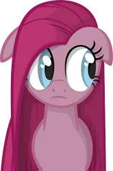 Size: 1898x2870 | Tagged: safe, artist:itsjustred, derpibooru import, pinkie pie, pony, blue eyes, bust, floppy ears, pinkamena diane pie, portrait, scared, sideways glance, simple background, solo, transparent background, vector