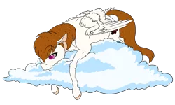 Size: 1120x672 | Tagged: safe, artist:bijutsuyoukai, derpibooru import, oc, oc:milkshake, unofficial characters only, pegasus, pony, bored, cloud, female, mare, simple background, solo, transparent background