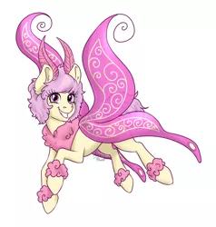 Size: 1900x2000 | Tagged: antennae, artist:alexispaint, chest fluff, cute, derpibooru import, mothpony, oc, oc:light violet, original species, safe, smiling, solo, unofficial characters only, unshorn fetlocks