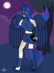 Size: 1500x2000 | Tagged: artist:saturnstar14, correction, derpibooru import, literal, pony to human, princess luna, suggestive, transformation, wereluna