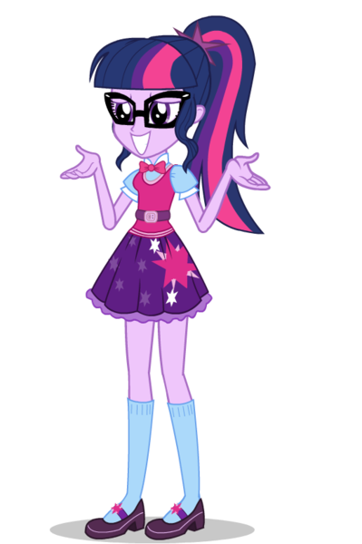 Size: 553x831 | Tagged: safe, artist:eduardonunes109, derpibooru import, sci-twi, twilight sparkle, equestria girls, spoiler:eqg specials, adorkable, bowtie, clothes, cute, dork, female, glasses, mary janes, ponytail, shoes, simple background, skirt, smiling, socks, solo, transparent background