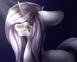 Size: 2700x2200 | Tagged: grimdark, artist:immagoddampony, derpibooru import, oc, unofficial characters only, pony, unicorn, blood, sharp teeth, solo, teeth