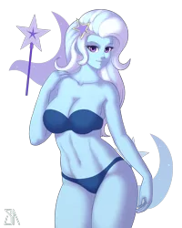 Size: 2400x3000 | Tagged: suggestive, artist:souladdicted, derpibooru import, trixie, equestria girls, belly button, bra, breasts, busty trixie, clothes, curvy, female, hourglass figure, looking at you, panties, pinup, simple background, smiling, solo, solo female, strapless bra, stupid sexy trixie, swimsuit, transparent background, underwear