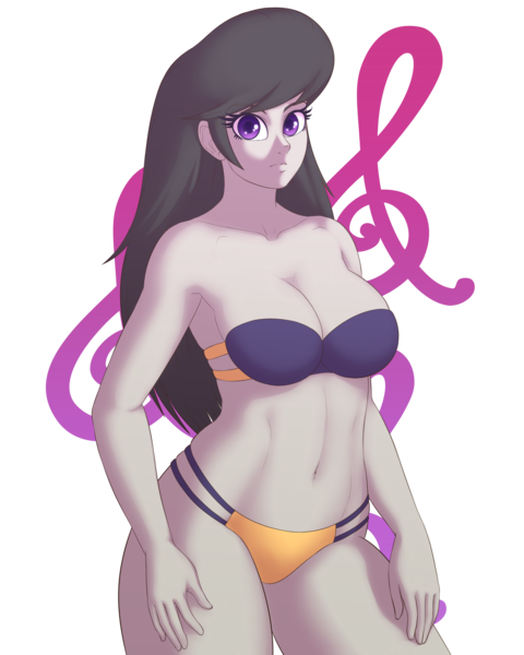 Size: 2400x3000 | Tagged: suggestive, artist:souladdicted, derpibooru import, octavia melody, equestria girls, belly button, bikini, bra, breasts, busty octavia, clothes, female, looking at you, panties, pinup, simple background, solo, solo female, stupid sexy octavia, swimsuit, transparent background, underwear