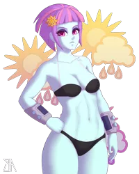 Size: 2400x3000 | Tagged: suggestive, artist:souladdicted, derpibooru import, sunny flare, equestria girls, friendship games, belly button, bra, breasts, busty sunny flare, clothes, female, looking at you, pinup, reasonably sized breasts, simple background, solo, solo female, stupid sexy sunny flare, sunny flare's wrist devices, swimsuit, transparent background, underwear