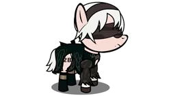 Size: 1920x1080 | Tagged: safe, artist:dashiemlpfim, derpibooru import, ponified, earth pony, pony, 2b, chibi, clothes, crossover, female, mare, nier, nier: automata, paper pony, simple background, solo, transparent background, white hair