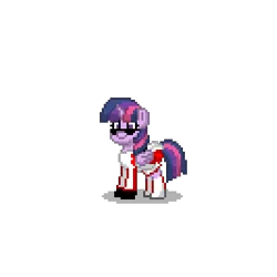 Size: 400x400 | Tagged: safe, alternate version, derpibooru import, twilight sparkle, twilight sparkle (alicorn), alicorn, pony, pony town, boots, clothes, cute, female, mare, revised, shoes, simple background, skirt, skirt lift, smiling, solo, sunglasses, transparent background, voice actor joke