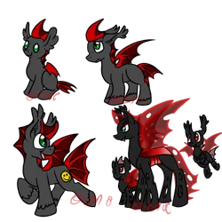 Size: 1024x1024 | Tagged: safe, artist:usagi-zakura, derpibooru import, oc, oc:strawberry, unofficial characters only, bat pony, changeling, pony, red changeling