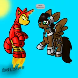 Size: 1024x1024 | Tagged: safe, artist:usagi-zakura, derpibooru import, oc, oc:mister clever, ponified, pony, crossover, doctor who, eleventh doctor, iron man