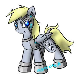 Size: 700x700 | Tagged: safe, artist:usagi-zakura, derpibooru import, derpy hooves, cyborg, pony, cyberderpy, solo