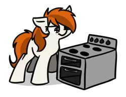 Size: 1084x836 | Tagged: safe, artist:neuro, derpibooru import, oc, oc:brave, unofficial characters only, earth pony, pony, female, floppy ears, mare, oven, simple background, solo, transparent background