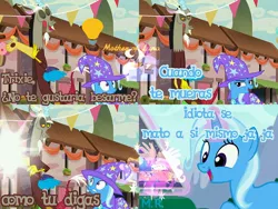 Size: 960x720 | Tagged: safe, derpibooru import, discord, trixie, pony, comic, female, male, shipping, shipping denied, spanish, straight, translated in the description, trixcord