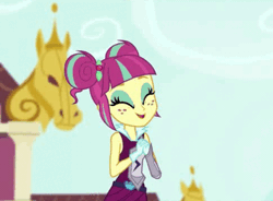 Size: 388x286 | Tagged: safe, derpibooru import, screencap, sour sweet, equestria girls, friendship games, animated, bipolar, freckles, gif, laughing, mood swing, solo, sour rage, sour sweet is not amused