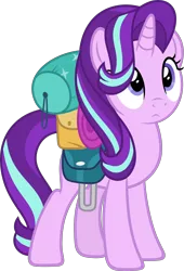 Size: 3054x4500 | Tagged: safe, artist:slb94, derpibooru import, starlight glimmer, pony, unicorn, to where and back again, :c, absurd resolution, backpack, cute, female, frown, glimmerbetes, looking up, mare, simple background, solo, transparent background, vector