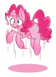 Size: 3113x4271 | Tagged: safe, artist:akainu_pony, derpibooru import, pinkie pie, earth pony, pony, absurd resolution, cute, diapinkes, female, happy, hoofy-kicks, mare, open mouth, pronking, simple background, smiling, solo, white background