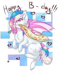Size: 741x929 | Tagged: safe, artist:twinkepaint, derpibooru import, oc, oc:starbit, unofficial characters only, bat pony, pony, banner, colored wings, female, mare, mouth hold, simple background, solo, transparent background