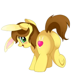 Size: 1612x1663 | Tagged: artist:pridark, blushing, bunny ears, commission, cute, derpibooru import, oc, oc:emi, oc:emi hartman, oc:emi the bunny girl, open mouth, plot, ponified?, safe, simple background, solo, transparent background, underhoof, unofficial characters only