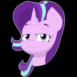 Size: 2000x2000 | Tagged: safe, artist:chikiz65, derpibooru import, starlight glimmer, pony, unicorn, black background, bust, cel shading, colored, lidded eyes, looking at you, portrait, simple background, smiling, smirk, smug, solo