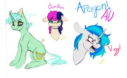 Size: 2552x1586 | Tagged: angry, artist:fizzlesoda2000, bon bon, bon bon is not amused, bruised, bust, derpibooru import, fanfic, fanfic art, lyra heartstrings, out of character, portrait, safe, sweetie drops, unamused, vinyl scratch