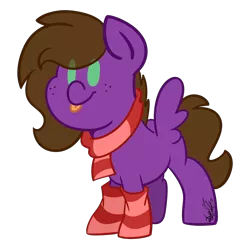 Size: 3000x3000 | Tagged: safe, artist:befishproductions, derpibooru import, oc, oc:befish, unofficial characters only, pegasus, pony, :p, chibi, clothes, female, high res, mare, scarf, signature, simple background, socks, solo, striped socks, tongue out, transparent background