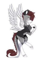 Size: 1729x2132 | Tagged: safe, artist:ohhoneybee, derpibooru import, oc, oc:daichi, unofficial characters only, pegasus, pony, :t, clothes, food, male, onigiri, scarf, simple background, solo, stallion, transparent background