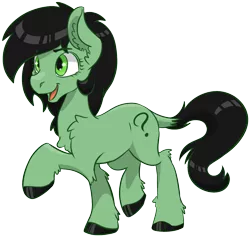 Size: 1045x987 | Tagged: safe, artist:lockhe4rt, derpibooru import, oc, oc:anonfilly, unofficial characters only, pony, chest fluff, dock, ear fluff, female, filly, leg fluff, open mouth, profile, raised hoof, raised leg, shoulder fluff, simple background, smiling, solo, trace, transparent background, unshorn fetlocks