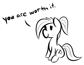 Size: 296x230 | Tagged: safe, artist:glimglam, derpibooru import, oc, oc:pole position, unofficial characters only, earth pony, pony, cute, female, freckles, inspirational, mare, monochrome, motivational, ponytail, simple background, sitting, smiling, solo, white background