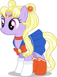 Size: 6008x8000 | Tagged: safe, artist:limedazzle, derpibooru import, celena, ponified, earth pony, pony, absurd resolution, anime, boots, clothes, crossover, cute, female, magical pony, mare, meatball head, pigtails, sailor moon, serena tsukino, simple background, skirt, smiling, solo, transparent background, tsukino usagi, twintails