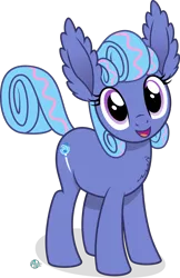 Size: 1865x2871 | Tagged: safe, artist:arifproject, derpibooru import, oc, oc:sapphire lollipop, unofficial characters only, earth pony, pony, chest fluff, cute, cutie mark, ear fluff, impossibly large ears, looking at you, open mouth, simple background, smiling, solo, transparent background, vector