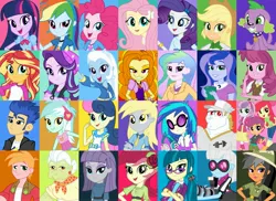 Size: 2919x2128 | Tagged: safe, derpibooru import, official, adagio dazzle, apple bloom, applejack, big macintosh, bon bon, bulk biceps, cheerilee, chestnut magnifico, daring do, derpy hooves, flash sentry, fluttershy, granny smith, juniper montage, lyra heartstrings, maud pie, photo finish, princess celestia, princess luna, rainbow dash, rarity, roseluck, scootaloo, spike, starlight glimmer, sunset shimmer, sweetie belle, sweetie drops, trixie, twilight sparkle, vinyl scratch, dog, equestria girls, mirror magic, rainbow rocks, spoiler:eqg specials, arm behind back, ascot, barrette, baubles, beanie, belt, blazer, boots, bow, bracelet, camera, cardigan, choker, clothes, collage, collar, costume, counterparts, cowboy hat, crossed arms, cutie mark crusaders, cutie mark on clothes, dress, ear piercing, earring, eyeshadow, female, flower, freckles, glasses, hair bow, hair bun, hair tie, hairband, hairclip, hairpin, hand on hip, hat, headband, headphones, hoodie, jacket, jewelry, lapel pin, looking at you, magical quartet, makeup, male, necklace, necktie, open mouth, pendant, piercing, pigtails, pith helmet, pointing, pointing trixie, poofy shoulders, principal celestia, raised eyebrow, rolled up sleeves, rose, shawl, shirt, shoes, shorts, skirt, smiling, spike the dog, spoiler, stetson, sunglasses, sweatband, sweater vest, twilight's counterparts, twintails, vest, vice principal luna, wall of tags, watch, wristband, wristwatch