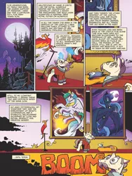 Size: 720x960 | Tagged: safe, artist:andypriceart, derpibooru import, idw, kibitz, philomena, princess celestia, princess luna, tiberius, alicorn, pony, spoiler:comic, spoiler:comicff38, animal, canterlot, female, mare, preview