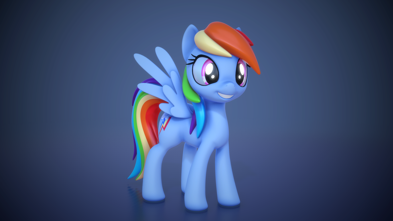 Size: 1600x900 | Tagged: safe, artist:alligatorskiesix, derpibooru import, rainbow dash, pegasus, pony, 3d, female, mare, smiling, solo