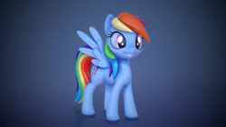 Size: 1600x900 | Tagged: safe, artist:alligatorskiesix, derpibooru import, rainbow dash, pegasus, pony, 3d, female, mare, smiling, solo