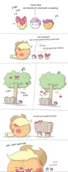 Size: 768x1920 | Tagged: safe, artist:switchy, derpibooru import, apple bloom, applejack, scootaloo, sweetie belle, apple, apple tree, comic, cutie mark crusaders, polandball, simple background, that pony sure does love apples, this will end in tears and/or death, tree, white background, y'all