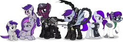 Size: 4789x1658 | Tagged: absurd resolution, armor, artist:vector-brony, derpibooru import, enclave armor, fallout equestria, fallout equestria: project horizons, family, grand pegasus enclave, oc, oc:dawn enclave, oc:dusk, oc:lambent, oc:lucent, oc:moonshadow, oc:morning glory (project horizons), oc:sky striker, power armor, safe, unofficial characters only