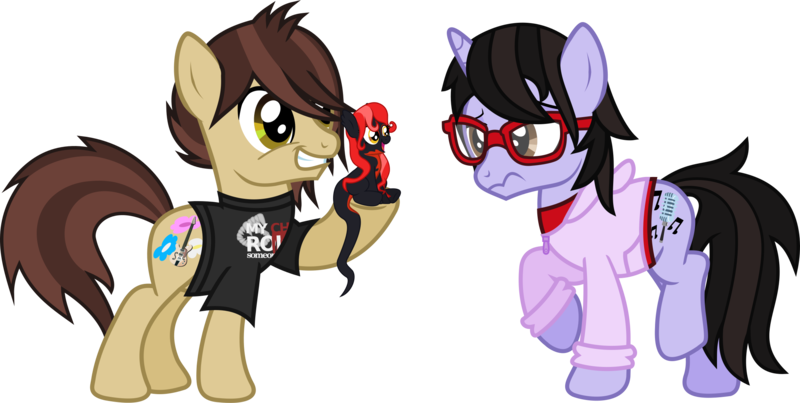 Size: 2508x1263 | Tagged: safe, artist:lightningbolt, derpibooru import, oc, oc:mave, ponified, alp-luachra, earth pony, original species, pony, unicorn, .svg available, 3:, backing away, badumsquish approved, brendon urie, casual, clothes, cute, cutie mark, excited, eye contact, female, frown, glasses, hair over one eye, happy, hoodie, hoof hold, lidded eyes, long mane, long tail, looking at each other, male, nervous, open mouth, panic! at the disco, raised hoof, raised leg, ryan ross, scared, shirt, simple background, sitting, size difference, smiling, stallion, standing, svg, t-shirt, tail between legs, transparent background, trio, underhoof, undershirt, vector, worried, zipper