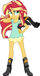 Size: 5000x9450 | Tagged: safe, alternate version, artist:cencerberon, derpibooru import, sunset shimmer, equestria girls, friendship games, absurd resolution, boots, clothes, female, high heel boots, jacket, leather jacket, show accurate, simple background, solo, transparent background, vector