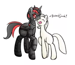 Size: 542x468 | Tagged: artist:ryxingeir, derpibooru import, fallout equestria, fallout equestria: project horizons, level 4 (alicorn eclipse) (project horizons), nuzzling, oc, oc:blackjack, oc:boo, safe, unofficial characters only