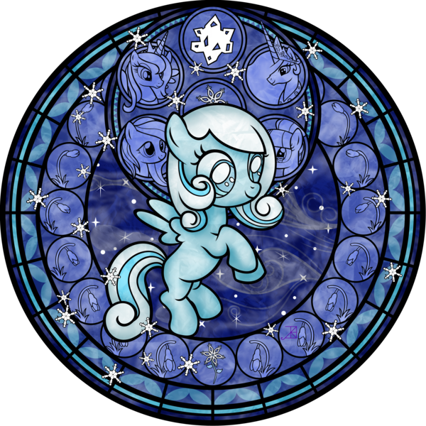 Size: 2600x2600 | Tagged: safe, artist:akili-amethyst, derpibooru import, princess celestia, princess luna, oc, oc:primrose, oc:snowdrop, alicorn, pony, snowdrop (animation), dive to the heart, female, kingdom hearts, mare, stained glass