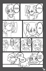 Size: 792x1224 | Tagged: anthro, apple bloom, artist needed, black and white, comic, cutie mark crusaders, derpibooru import, grayscale, magic potion, monochrome, safe, scootaloo, sweetie belle