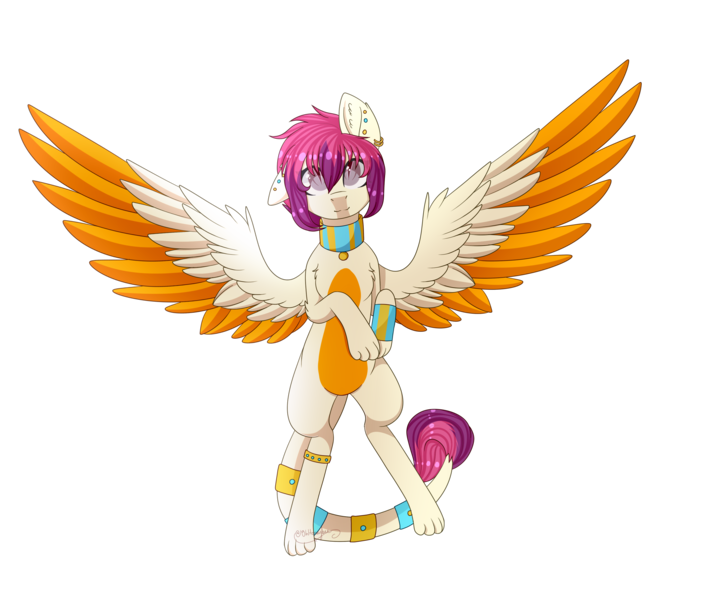 Size: 2949x2433 | Tagged: safe, artist:ohhoneybee, derpibooru import, oc, oc:nephy, unofficial characters only, pony, sphinx, female, high res, mare, simple background, solo, sphinx oc, spread wings, transparent background, wings