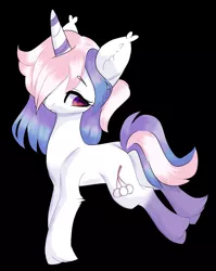 Size: 1099x1384 | Tagged: safe, artist:lnspira, derpibooru import, oc, oc:snow berry, unofficial characters only, pony, unicorn, black background, female, mare, multicolored horn, simple background, solo